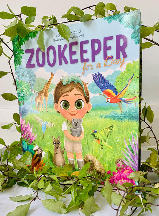 Front page of 'Zookeeper for a day' by Stephanie Kula